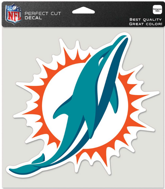 MIAMI DOLPHINS PERFECT CUT COLOR DECAL 8" X 8"