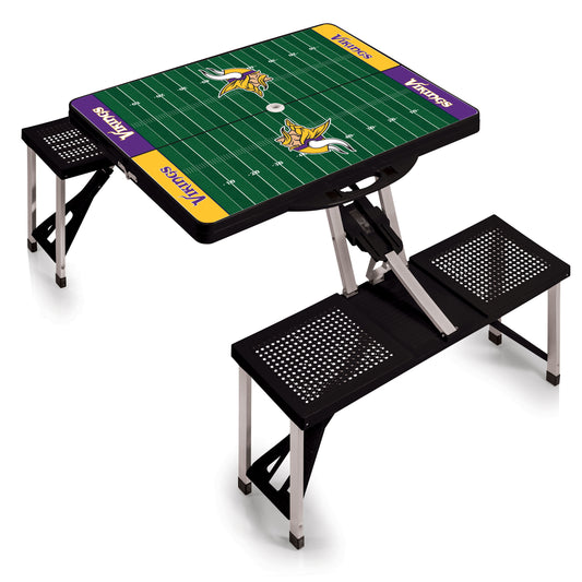 Minnesota Vikings - Picnic Table Portable Folding Table with Seats - Football Field Style