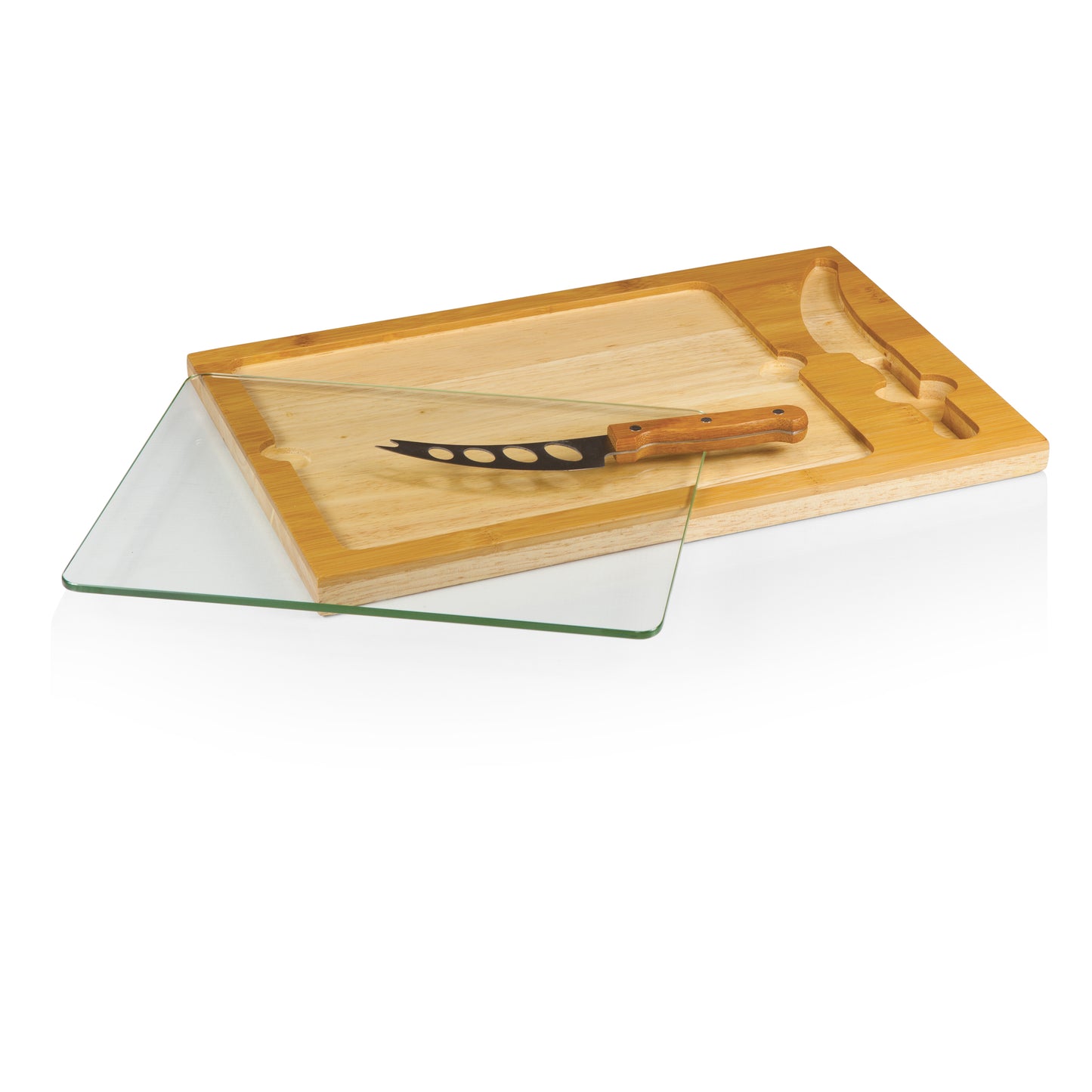 Detroit Lions - Icon Glass Top Cutting Board & Knife Set - Football Field Style
