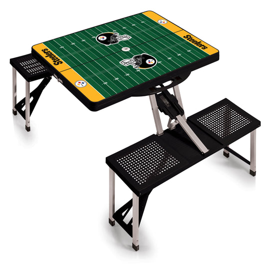 Pittsburgh Steelers - Picnic Table Portable Folding Table with Seats - Football Field Style