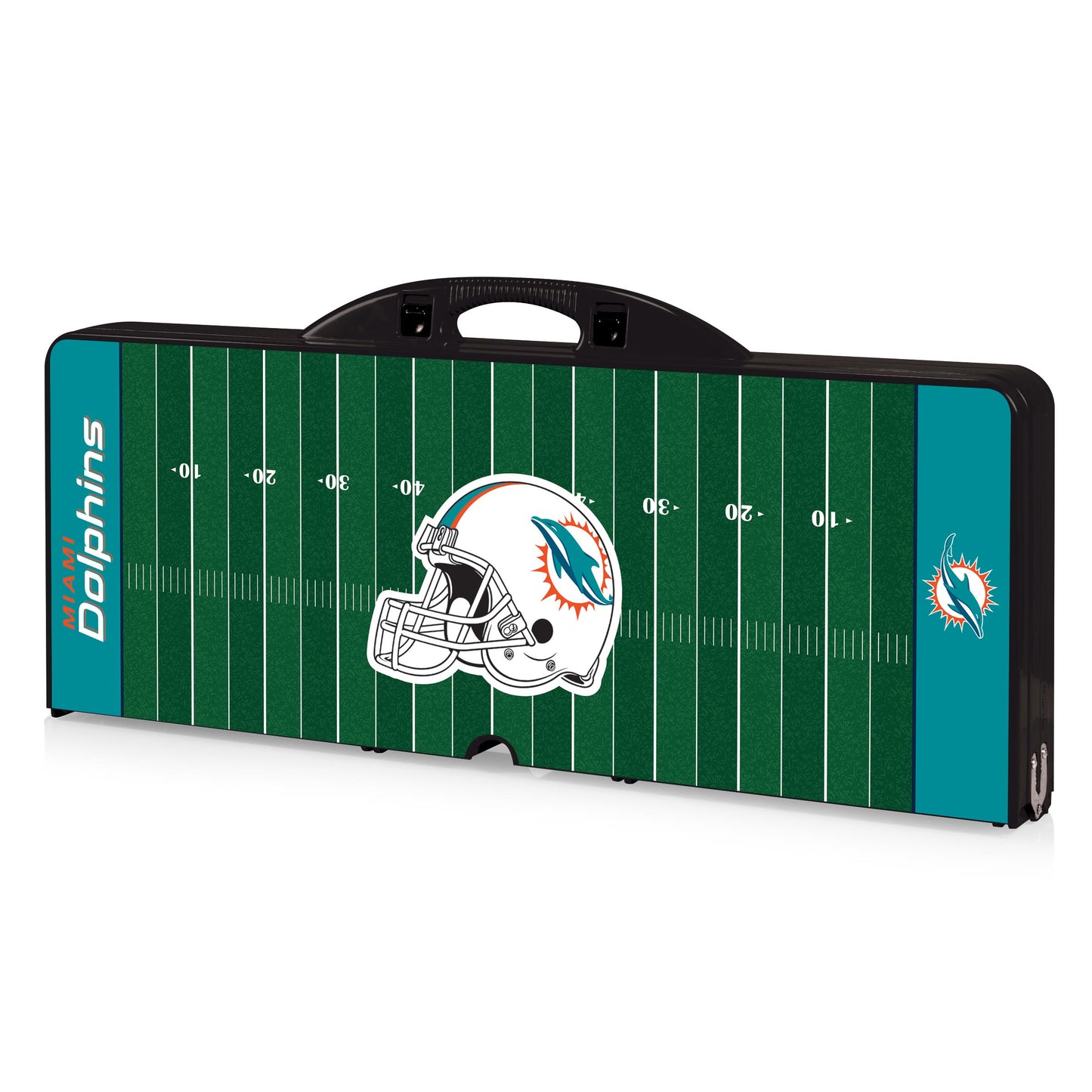 Miami Dolphins - Picnic Table Portable Folding Table with Seats - Football Field Style