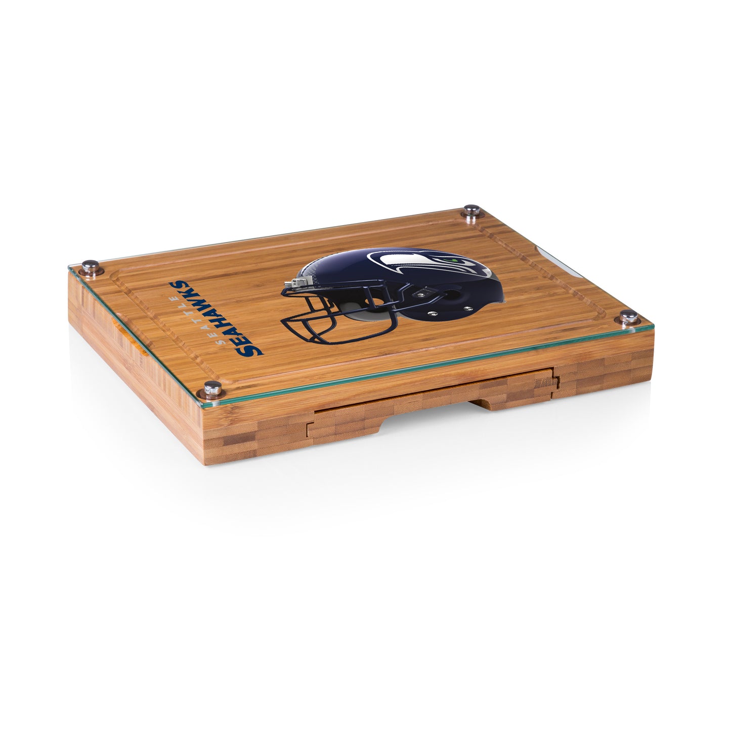 Seattle Seahawks - Concerto Glass Top Cheese Cutting Board & Tools Set