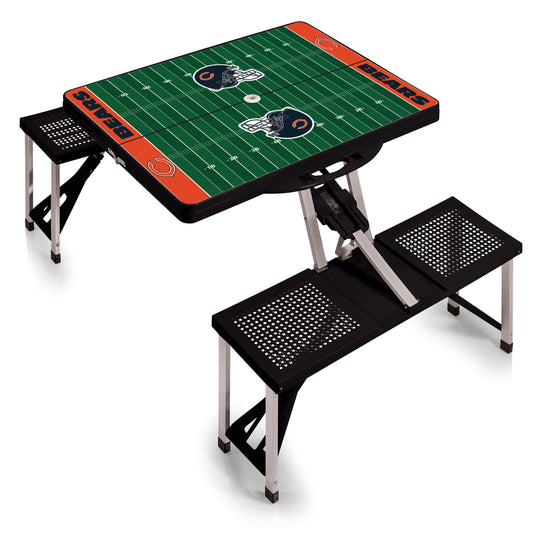 Chicago Bears - Picnic Table Portable Folding Table with Seats - Football Field Style