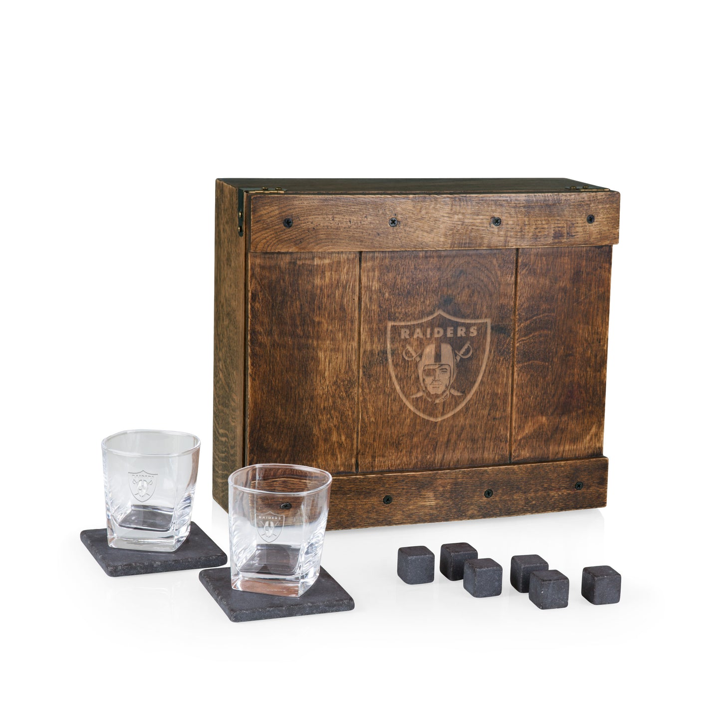 Las Vegas Raiders Whiskey Box Gift Set, (Oak Wood)