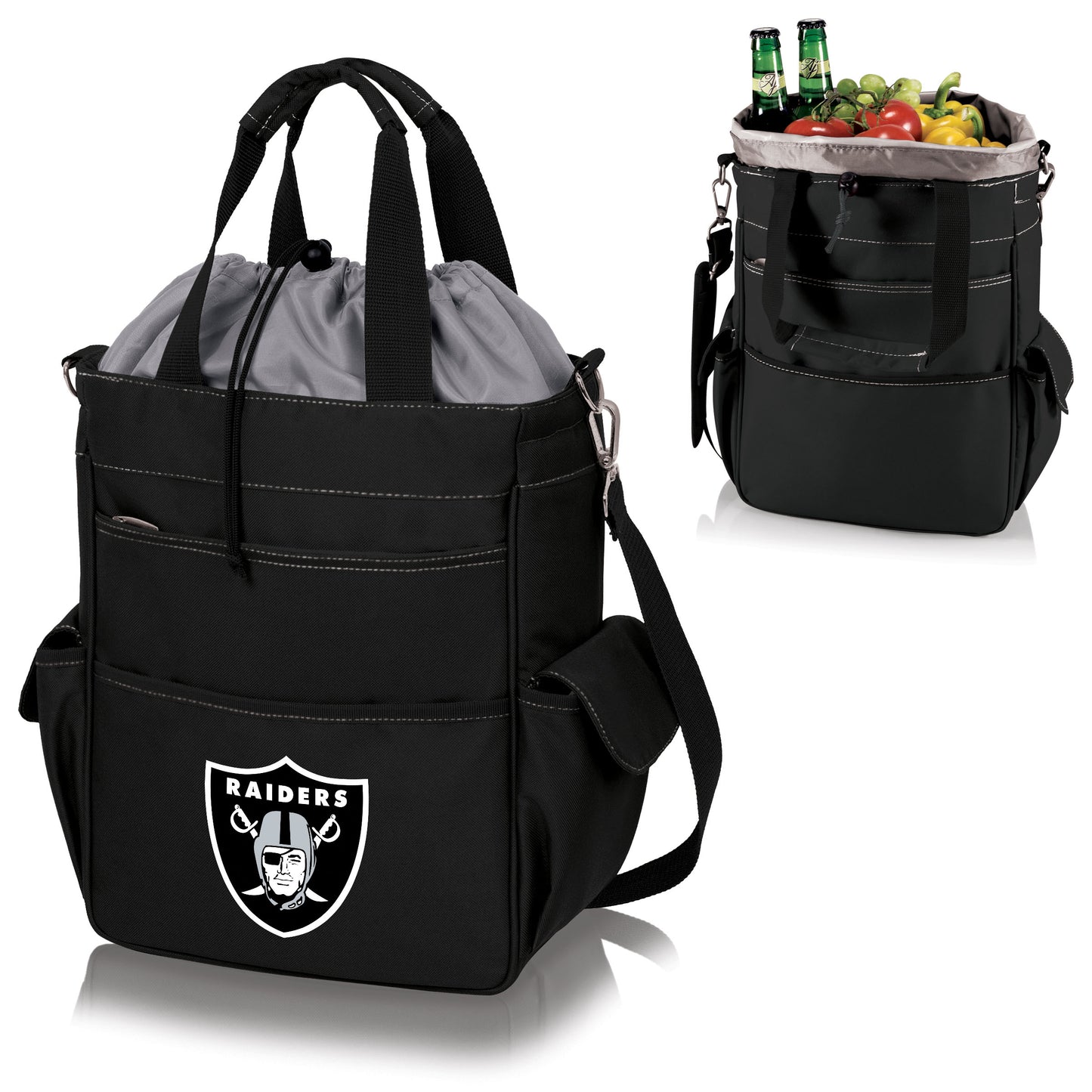 Las Vegas Raiders Activo Cooler Tote Bag, (Black with Gray Accents)