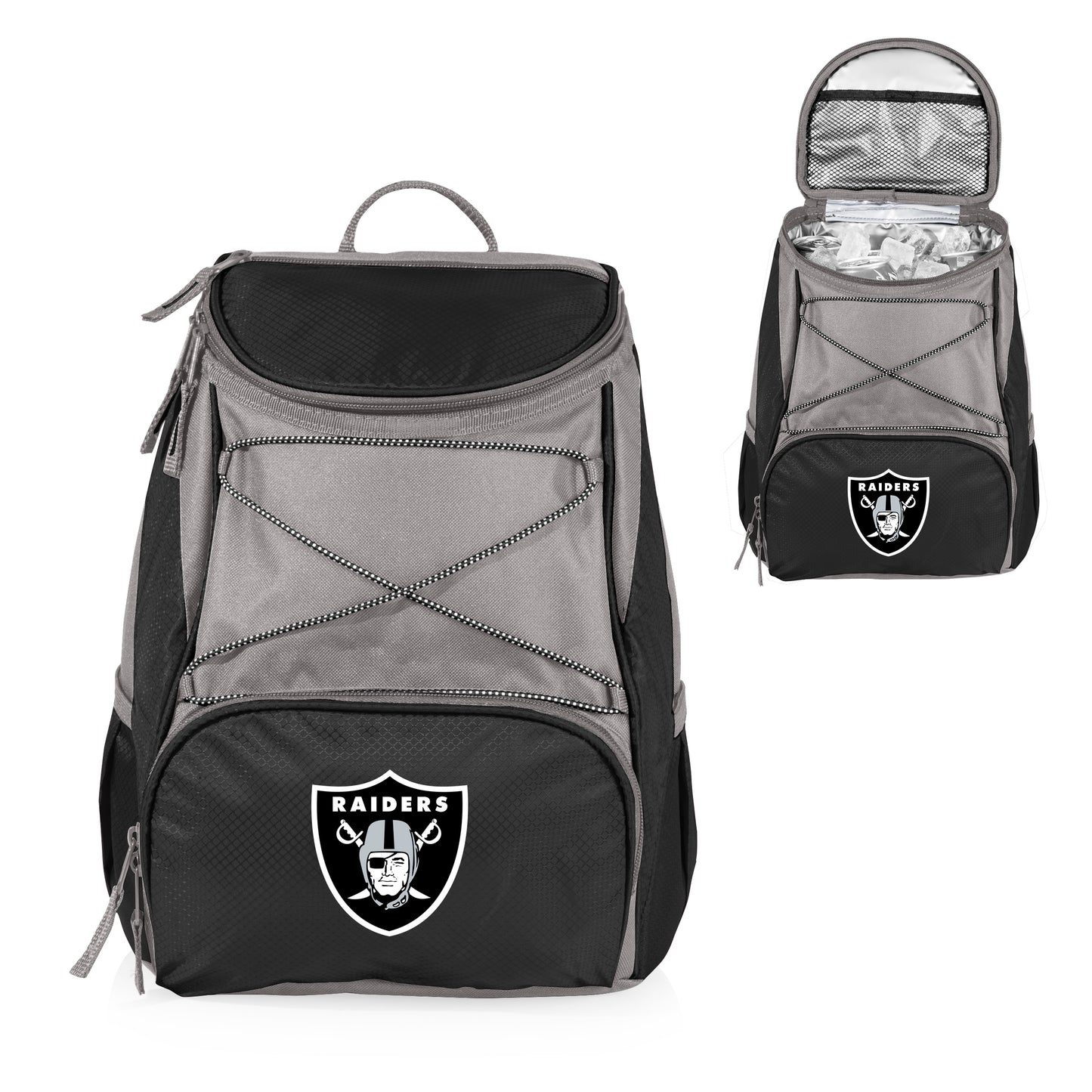 Las Vegas Raiders PTX Backpack Cooler, (Black with Gray Accents)