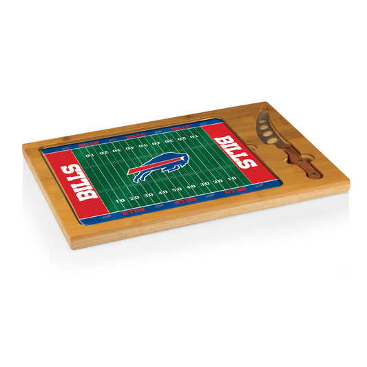 Buffalo Bills - Icon Glass Top Cutting Board & Knife Set - Football Field Style