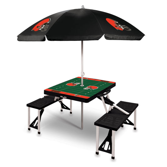 Cleveland Browns - Picnic Table Portable Folding Table with Seats and Umbrella