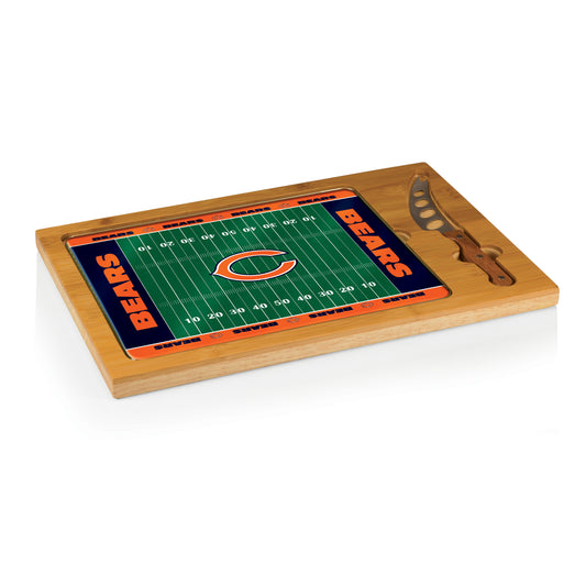 Chicago Bears - Icon Glass Top Cutting Board & Knife Set - Football Field Style