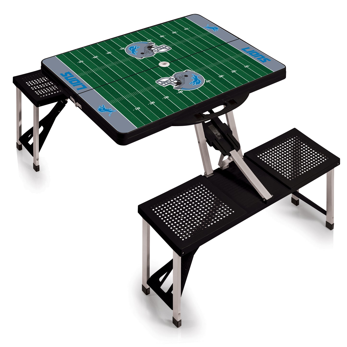 Detroit Lions - Picnic Table Portable Folding Table with Seats and Umbrella