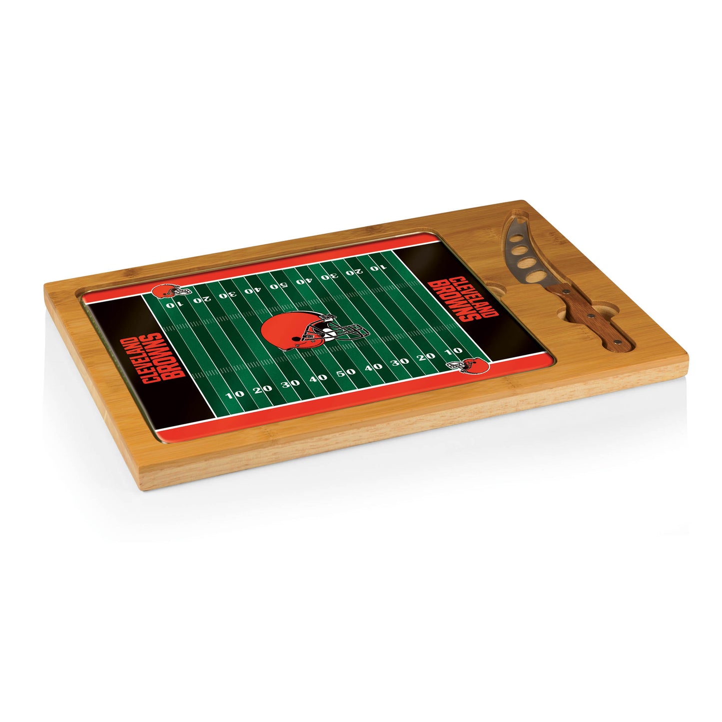 Cleveland Browns - Icon Glass Top Cutting Board & Knife Set