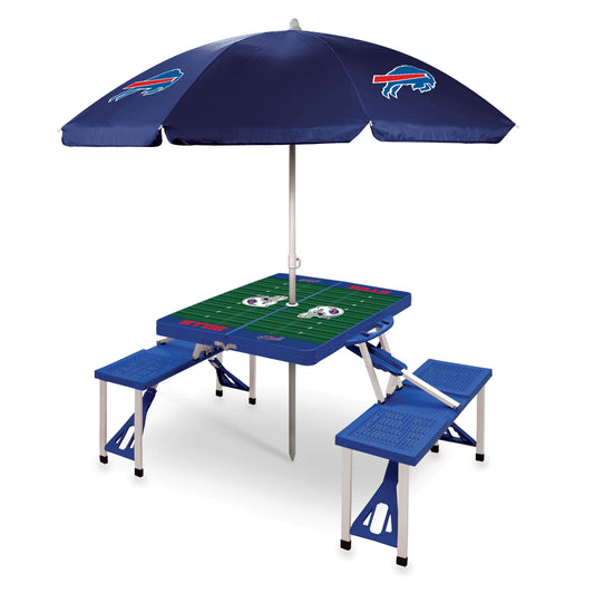 Buffalo Bills - Picnic Table Portable Folding Table with Seats and Umbrella