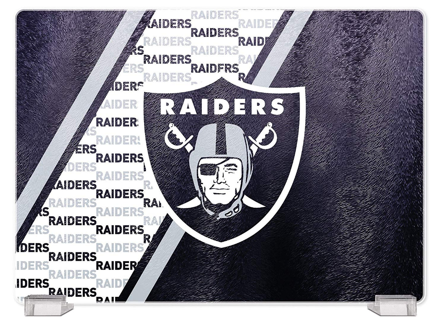 Raiders Glass Cutting Board with Display Stand