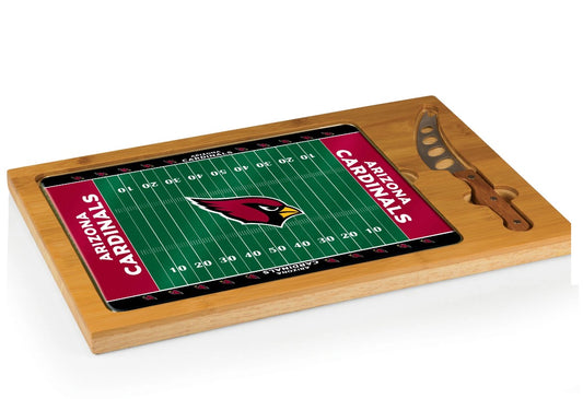 Arizona Cardinals - Icon Glass Top Cutting Board & Knife Set, (Rubberwood & Bamboo)