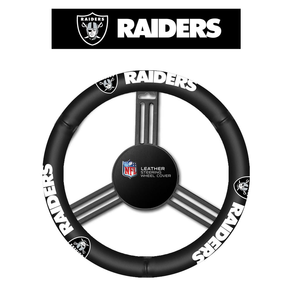 Las Vegas Raiders Steering Wheel Cover-Leather