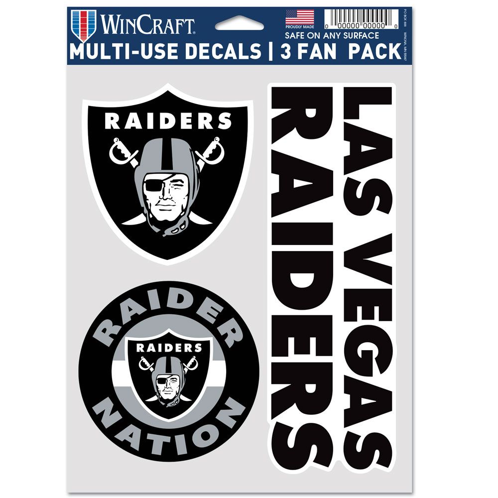 Las Vegas Raiders Multi-Use 3 Fan Pack Decals