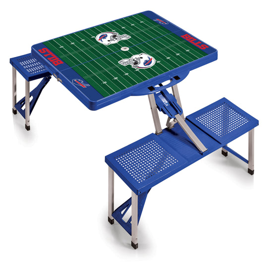 Buffalo Bills - Picnic Table Portable Folding Table with Seats - Football Field Style