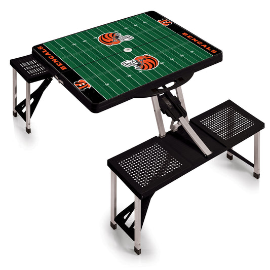 Cincinnati Bengals - Picnic Table Portable Folding Table with Seats - Football Field Style