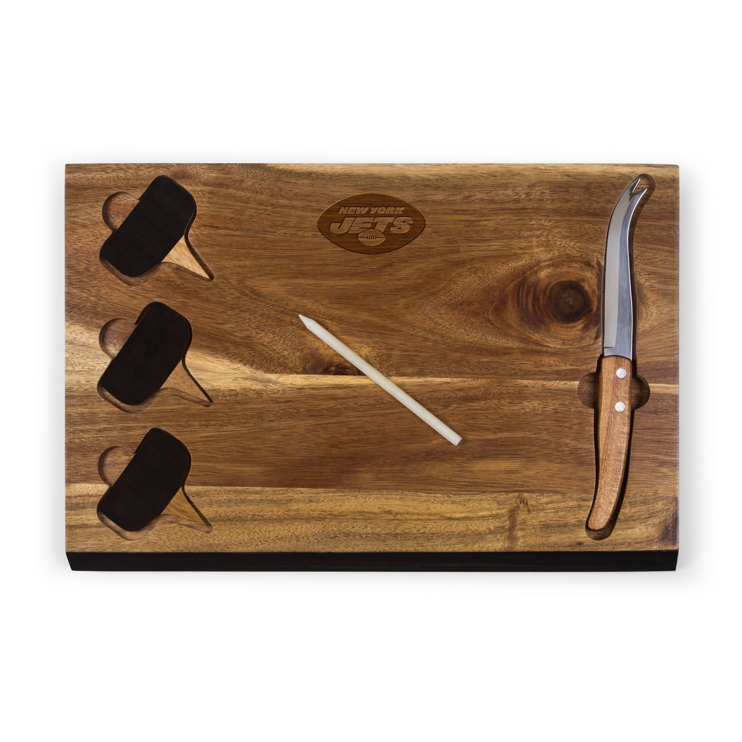 New York Jets - Delio Acacia Cheese Cutting Board & Tools Set