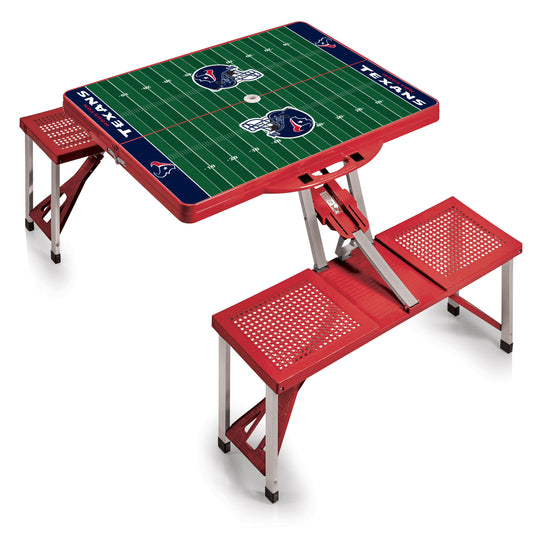 Houston Texans - Picnic Table Portable Folding Table with Seats - Football Field Style