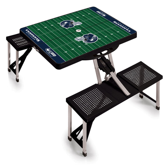 Seattle Seahawks - Picnic Table Portable Folding Table with Seats - Football Field Style