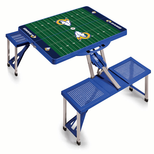 Los Angeles Rams - Picnic Table Portable Folding Table with Seats - Football Field