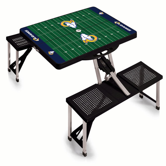 Los Angeles Rams - Picnic Table Portable Folding Table with Seats - Football Field Style