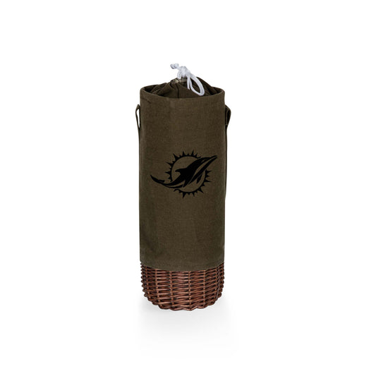 Miami Dolphins - Malbec Insulated Canvas and Willow Wine Bottle Basket