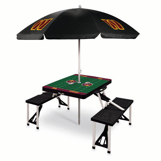 Washington Commanders - Picnic Table Portable Folding Table with Seats and Umbrella
